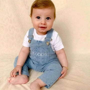 Komplet spodnie ogrodniczki dziewczęcy Baby Buu kolor jeans 1960-15425-26