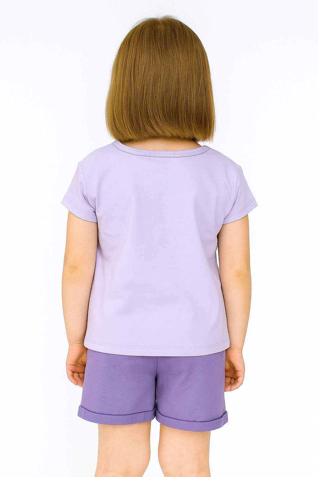 Komplet z szortami kwiaty dziewczęcy fiolet Breeze 21673-17625