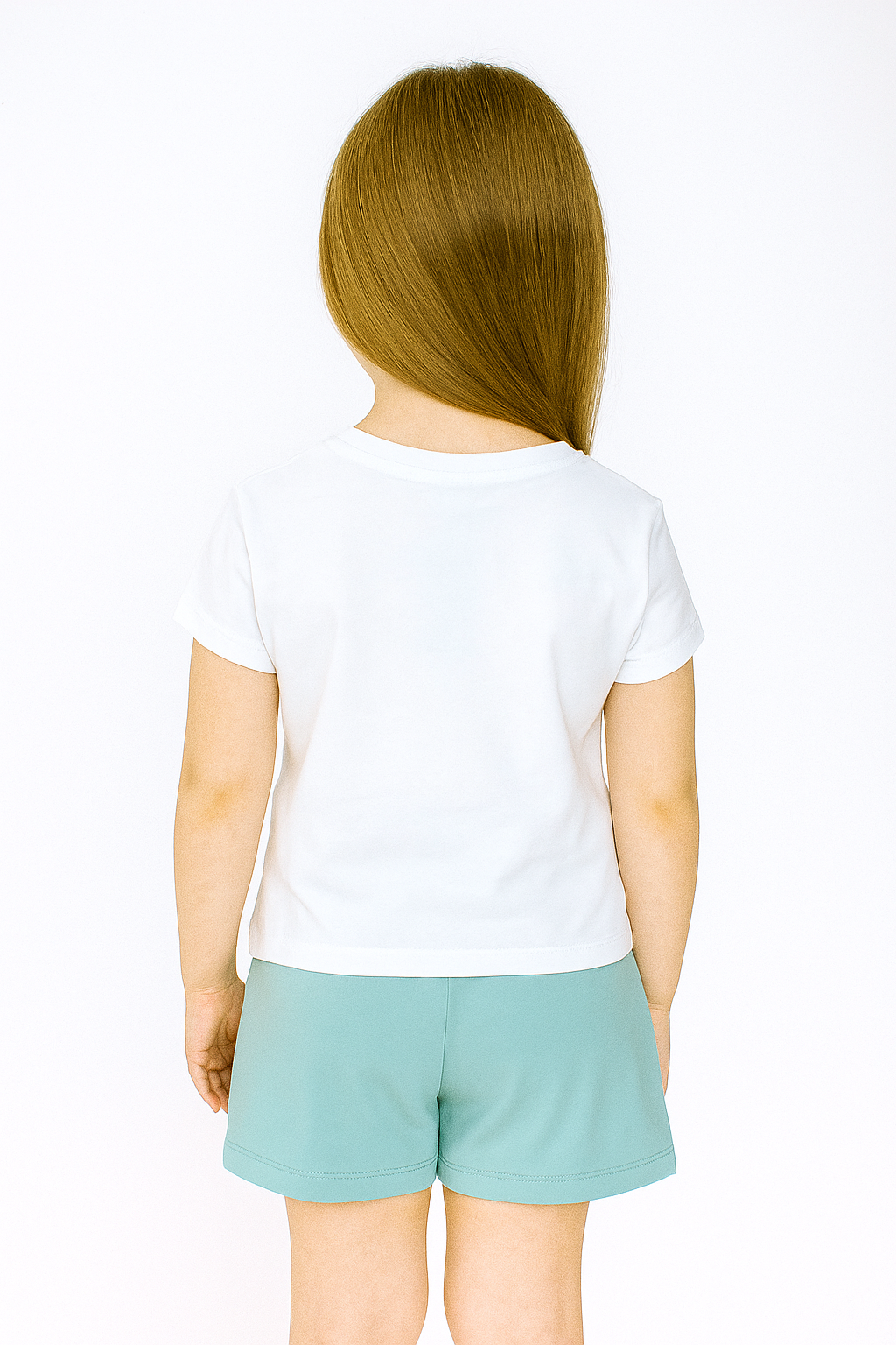 Komplet z szortami kwiaty dziewczęcy mięta Breeze 21693-17625-32