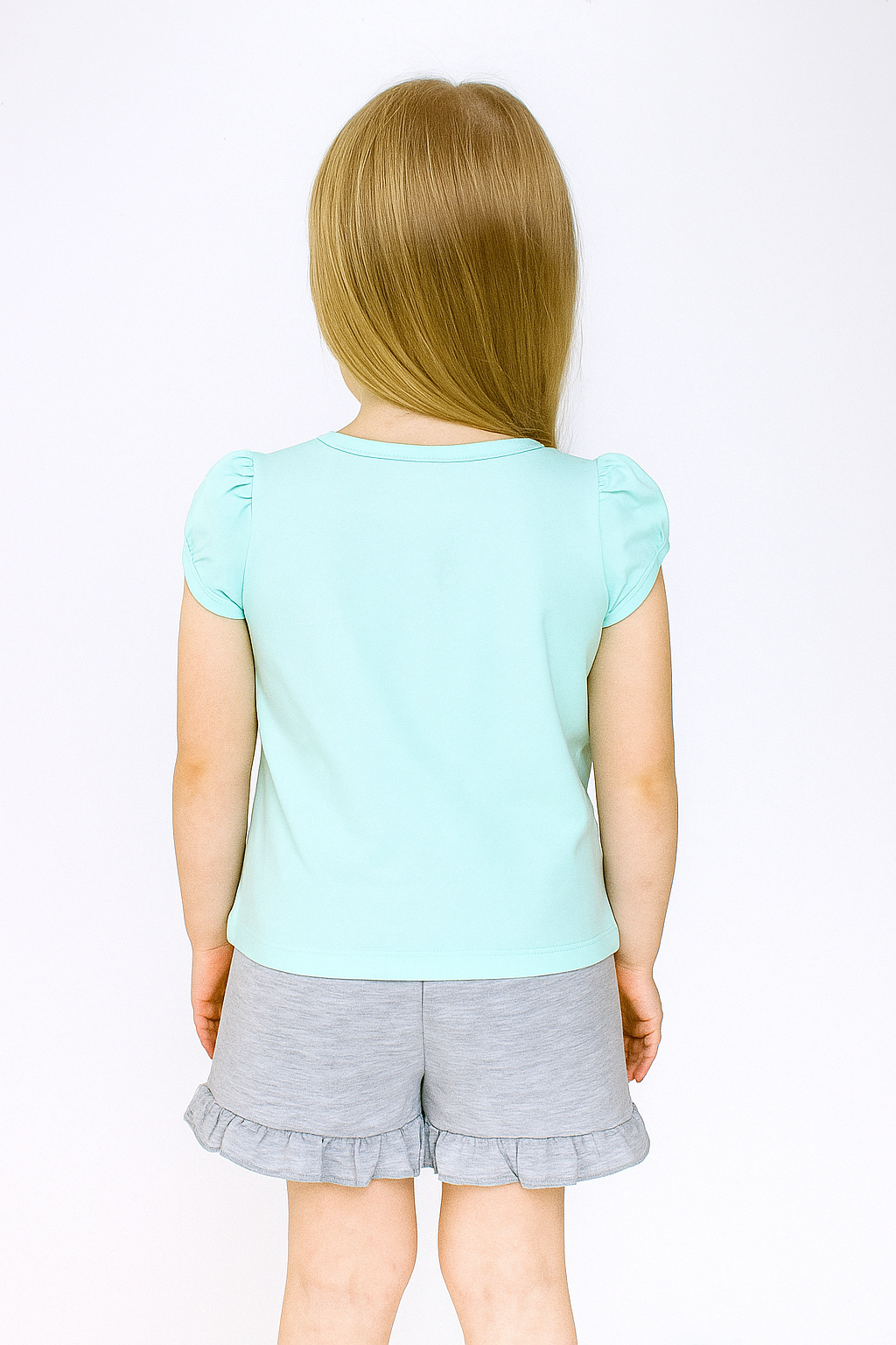 Komplet dziewczęcy z szortami w kwiaty mięta Breeze 21728-17625-32
