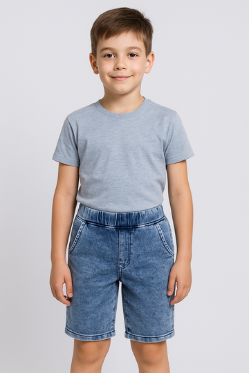 Spodenki soft chłopięce, kolor jeans, Mimi, 2426-12625