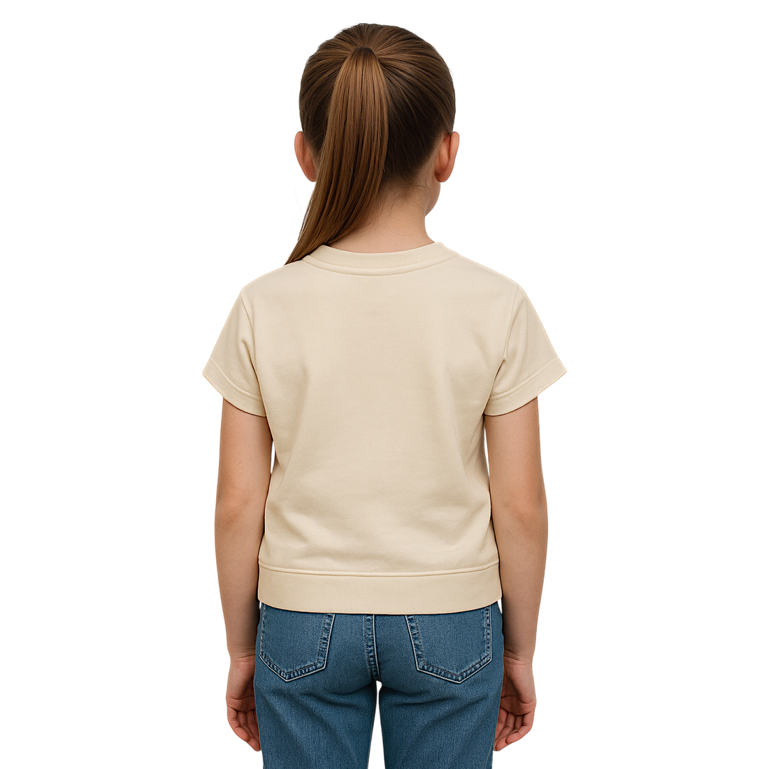 Bluzka dziewczęca beżowa z motywem kotka Dresmoda 3421-30525-1