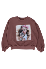 Bluza ekran dziewczynka z kotkiem dziewczęca czekolada Guliwerkids 4119-28825