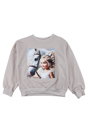 Bluza dziewczęca beżowa z koniem Guliwerkids 4119-221025-1