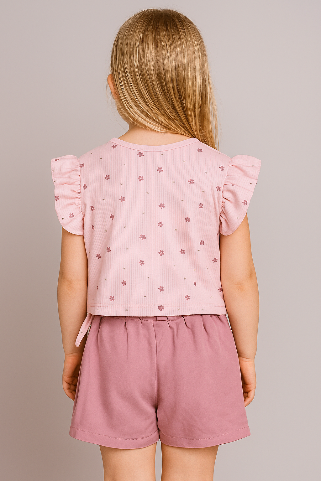 Komplet z szortami dziewczęcy róż Deco 56-174-12625