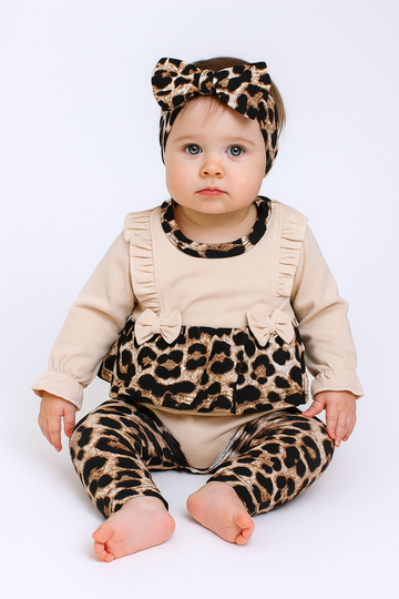 Komplet body z opaską dziewczęcy beżowy Murat Baby 9661-5625-1