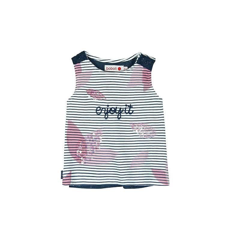 Boboli 205108-9775 Bluzka dziewczęca na ramiączkach kolor biały/granat - - #tag1# - #tag2# - #tag3# - #tag4#