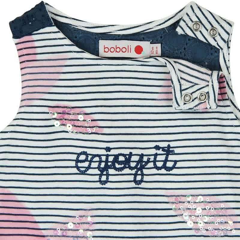 Boboli 205108-9775 Bluzka dziewczęca na ramiączkach kolor biały/granat - - #tag1# - #tag2# - #tag3# - #tag4#