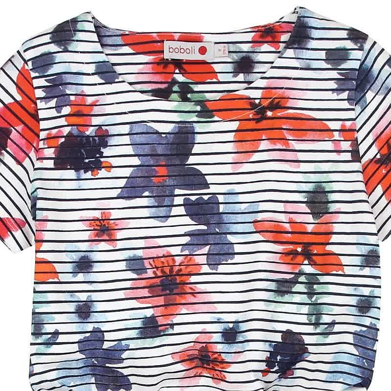Boboli 445137-9748 Sukienka dziewczęca w paski kolor granat - - #tag1# - #tag2# - #tag3# - #tag4#