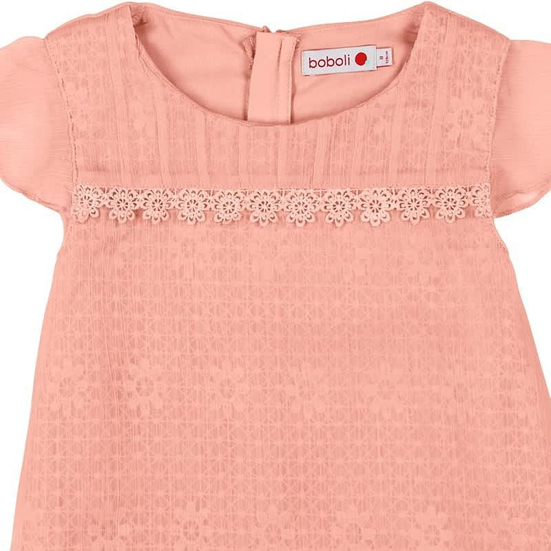 Boboli 725363-3578 Sukienka dla dziewczynki z koronki kolor brzoskwinia - - #tag1# - #tag2# - #tag3# - #tag4#