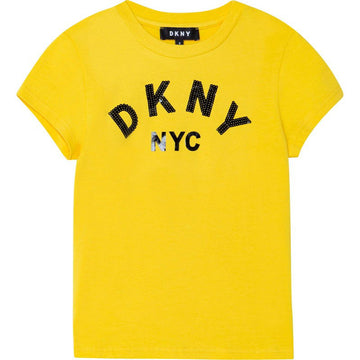 DKNY D35R58-530 Koszulka z krótkim rękawem dziewczęca kolor żółty -  - #tag1# - #tag2# - #tag3# - #tag4#