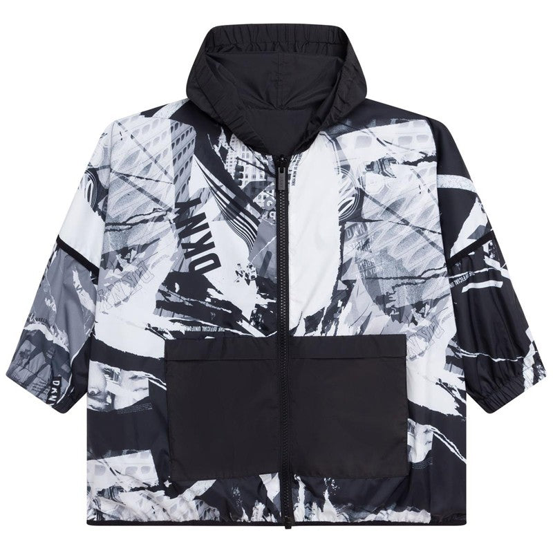 DKNY D36658-N50 Wiatrówka dwustronna dziewczęca kolor biało-czarny - - #tag1# - #tag2# - #tag3# - #tag4#