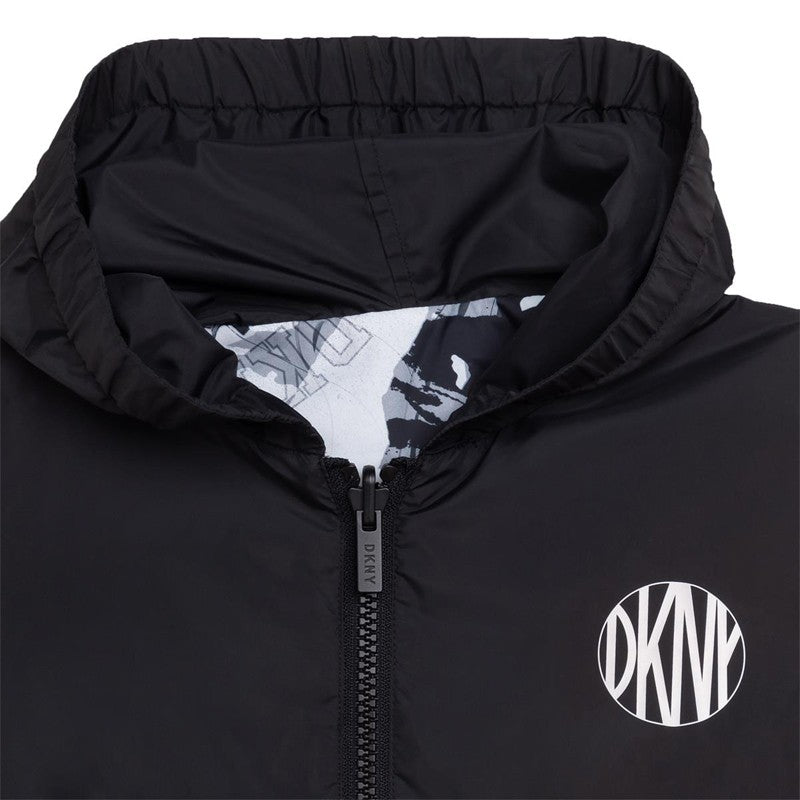 DKNY D36658-N50 Wiatrówka dwustronna dziewczęca kolor biało-czarny - - #tag1# - #tag2# - #tag3# - #tag4#