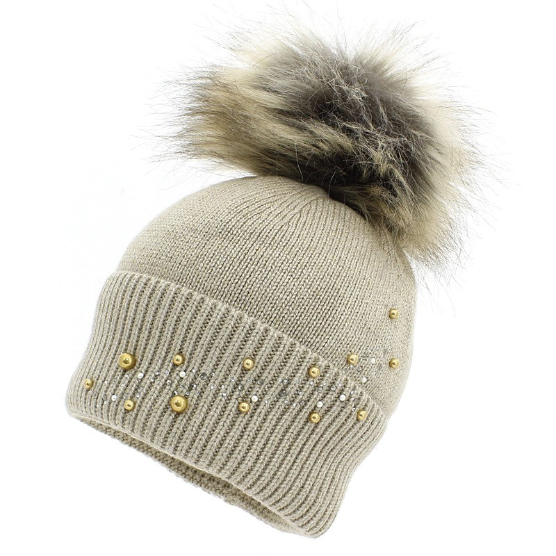 Jamiks IVANA II czapka dziewczęca z pomponem beż -  - #tag1# - #tag2# - #tag3# - #tag4#