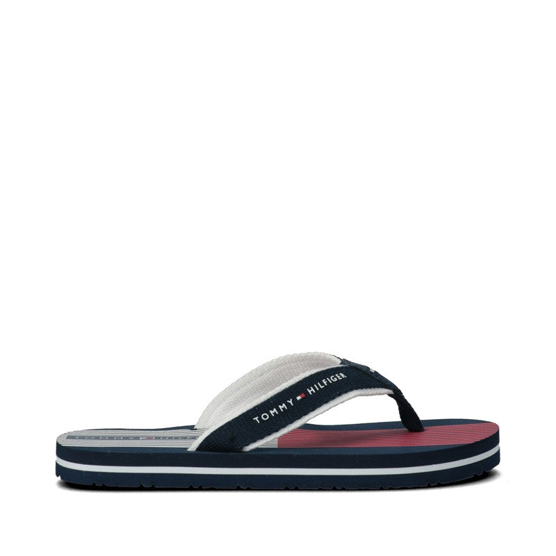 Klapki młodzieżowe unisex TOMMY HILFIGER T3B0-30984-0058800 kolor granat - - #tag1# - #tag2# - #tag3# - #tag4#