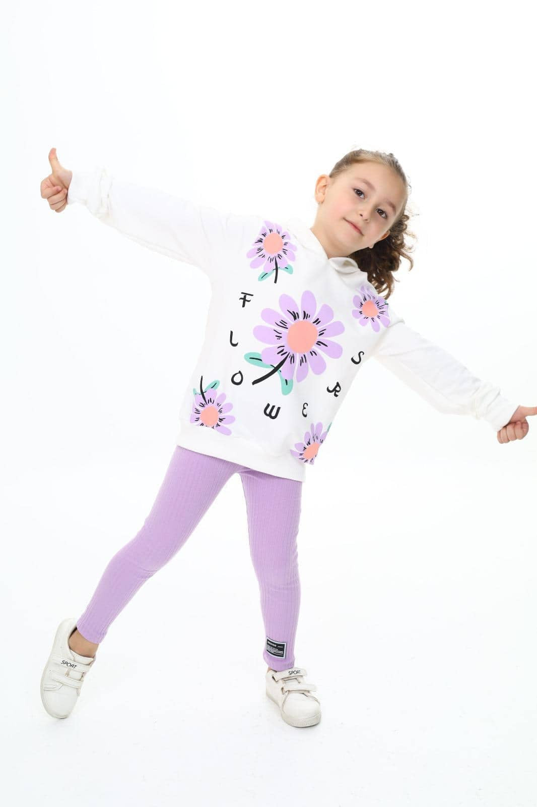 Komplet 2 Części Bluza Getry Kwiaty dziewczynka fiolet 60151-8824 GKMOD - - #tag1# - #tag2# - #tag3# - #tag4#