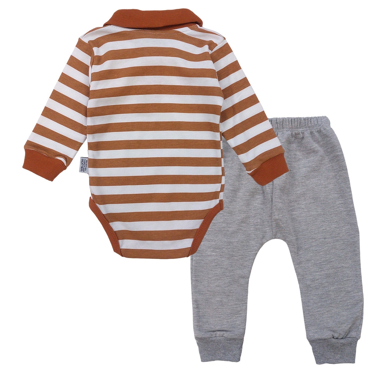 Komplet Body I Spodnie chłopak beż/szary 2977-151223 GKMOC - - #tag1# - #tag2# - #tag3# - #tag4#