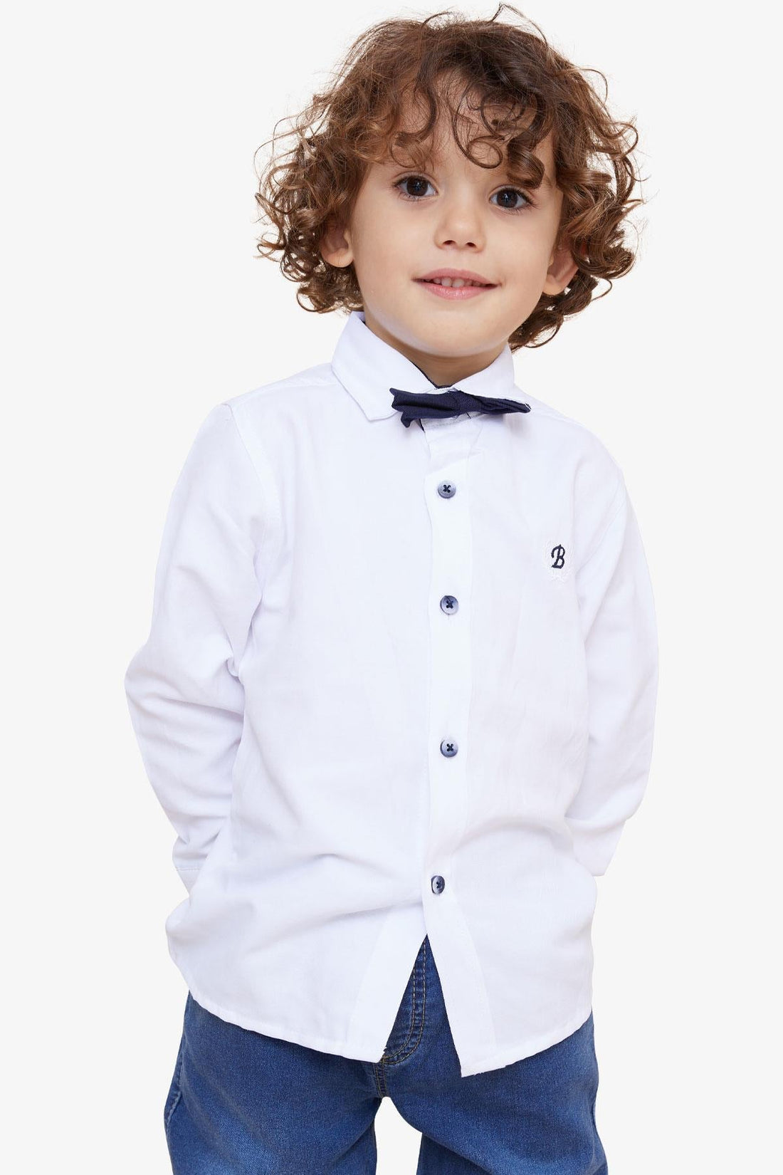 Koszula Elegancka Z Muchą chłopak biały 454-11223  GKMOC -  - #tag1# - #tag2# - #tag3# - #tag4#
