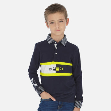 Koszulka polo z długim rękawem dla chłopców Mayoral 6145-66 granatowe - - #tag1# - #tag2# - #tag3# - #tag4#