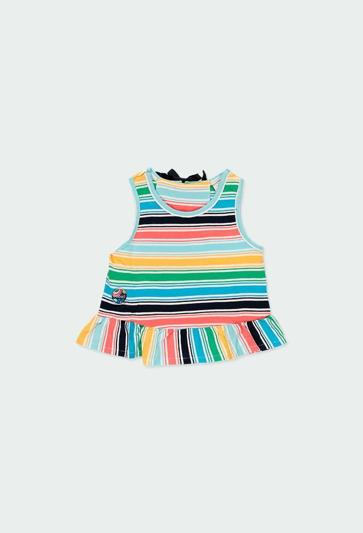 Koszulka w paski dla dziewczynki Baby Boboli 224086-9826 kolor kolorowy - - #tag1# - #tag2# - #tag3# - #tag4#