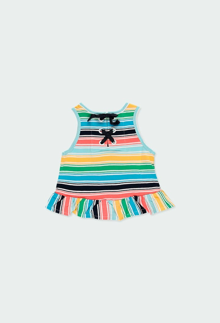 Koszulka w paski dla dziewczynki Baby Boboli 224086-9826 kolor kolorowy - - #tag1# - #tag2# - #tag3# - #tag4#