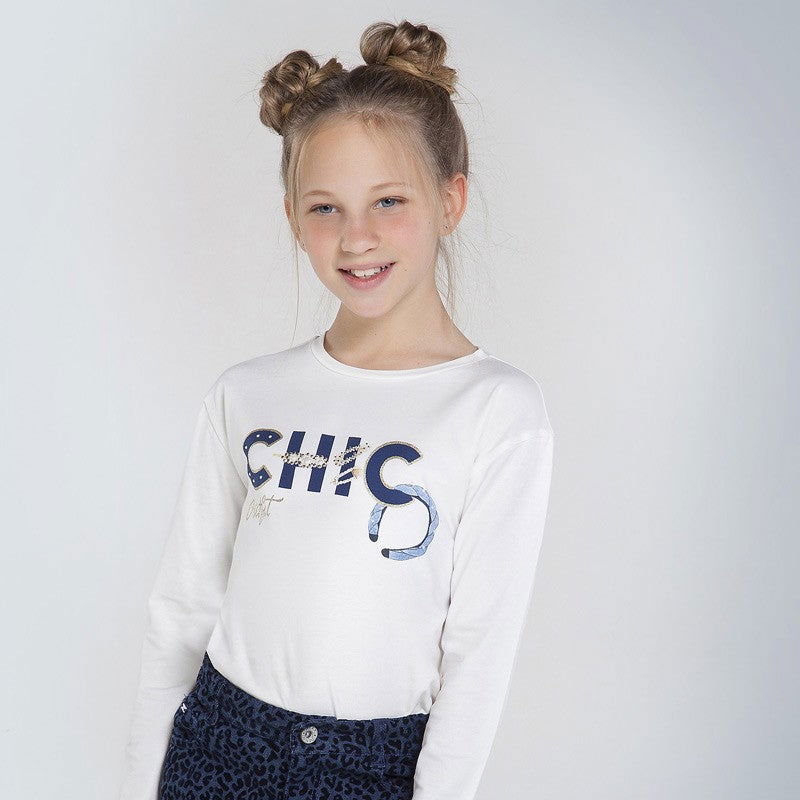 Koszulka z długim rękawem dziewczęca Mayoral 7063-76 Kremowy -  - #tag1# - #tag2# - #tag3# - #tag4#