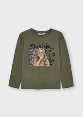 Mayoral 11-04005-013 Koszulka z nadrukiem dla dziewczynek 4005-13 zielony