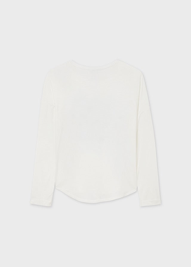 Mayoral 11-07086-033 Koszulka długi rękaw dziewczęca 7086-33 kremowy - - #tag1# - #tag2# - #tag3# - #tag4#