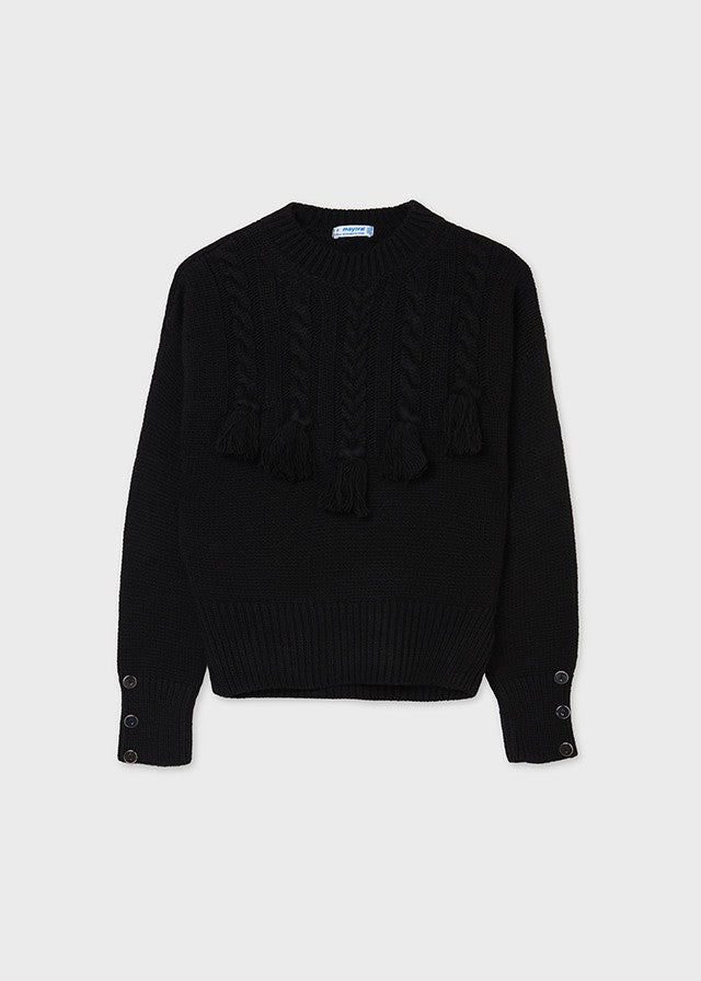 Mayoral 11-07348-053 Sweter z warkoczami dziewczynka 7348-53 czarny -  - #tag1# - #tag2# - #tag3# - #tag4#