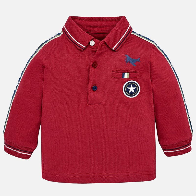Mayoral 2120-78 Koszulka chłopięca polo z długim rękawem bordo - - #tag1# - #tag2# - #tag3# - #tag4#