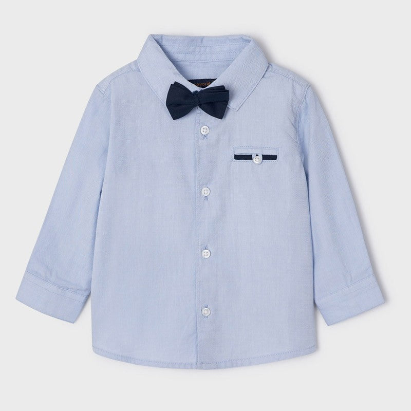 Mayoral 22-01117-096 Koszula z muszką chłopiec 1117-96 błękitny -  - #tag1# - #tag2# - #tag3# - #tag4#