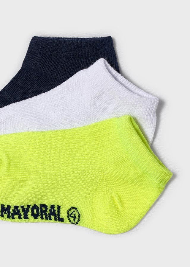 Mayoral 22-10230-092 Komplet 3 pary skarpetek chłopiec 10230-92 żółty fluor - - #tag1# - #tag2# - #tag3# - #tag4#
