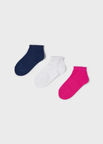 Mayoral 22-10233-010 Komplet 3 pary skarpetek dziewczynka 10233-10 magenta - - #tag1# - #tag2# - #tag3# - #tag4#