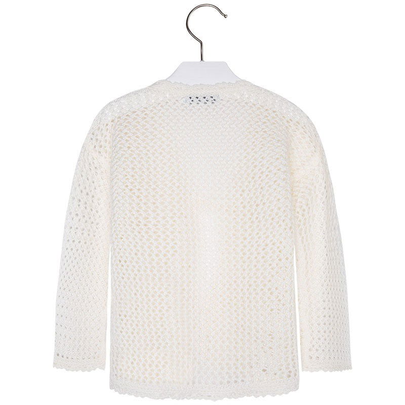 Mayoral 3318-63 Sweter rozpinany szydełko kolor Kość Słon. -  - #tag1# - #tag2# - #tag3# - #tag4#