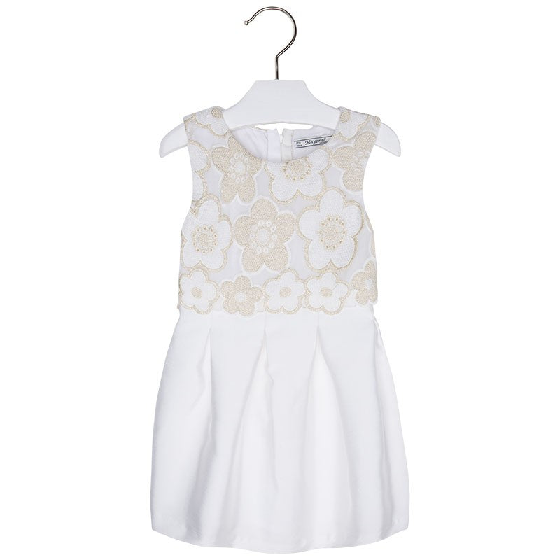 Mayoral 3924-86 Sukienka haft z tiulem  kolor Kremowy -  - #tag1# - #tag2# - #tag3# - #tag4#