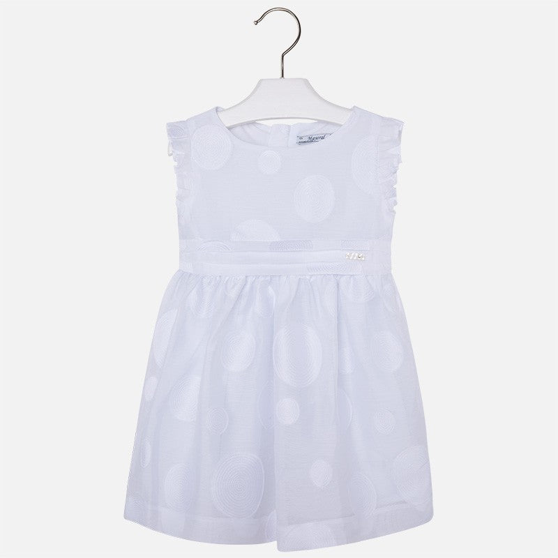 Mayoral 3941-12 Sukienka woal kropki  kolor Biały -  - #tag1# - #tag2# - #tag3# - #tag4#