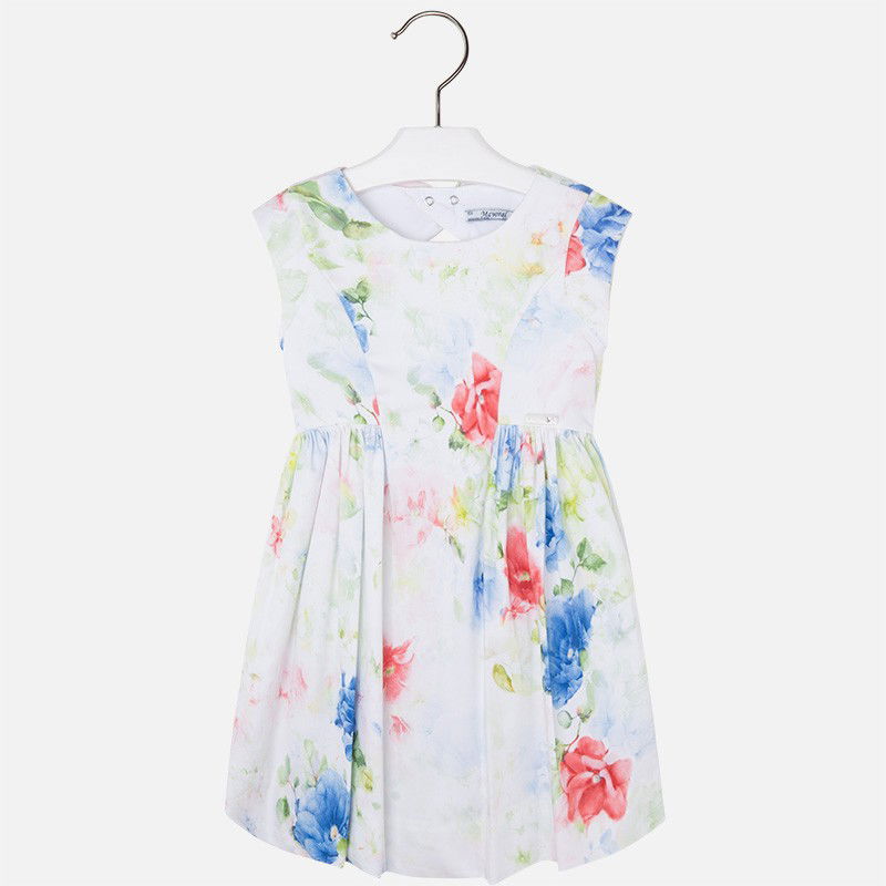 Mayoral 3943-81 Sukienka nadruk satyna  kolor Niebieski -  - #tag1# - #tag2# - #tag3# - #tag4#