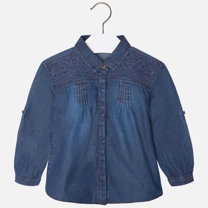 Mayoral 4152-48 Bluzka luźna jeans  kolor Ciemny -  - #tag1# - #tag2# - #tag3# - #tag4#