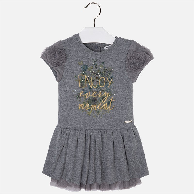 Mayoral 4949-51 Sukienka dzian.drap. tiul  kolor Stal -  - #tag1# - #tag2# - #tag3# - #tag4#