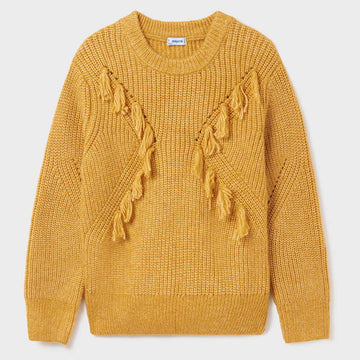 Mayoral 7368-49 Sweter z frędzlami dziewczęcy kolor musztarda - - #tag1# - #tag2# - #tag3# - #tag4#