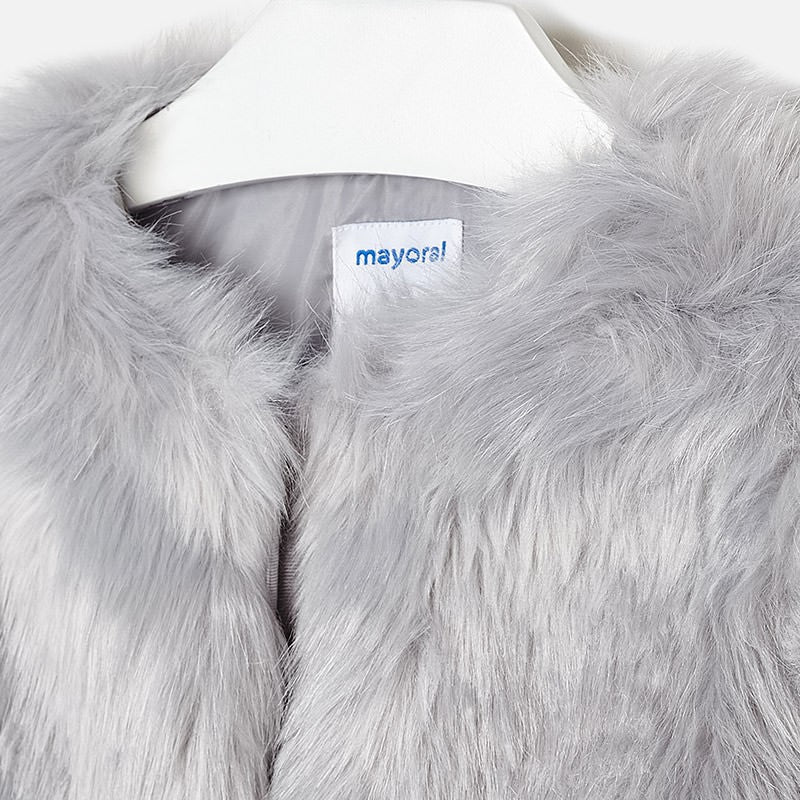 Mayoral 7476-64 Płaszcz futerko dziewczęce szare - - #tag1# - #tag2# - #tag3# - #tag4#