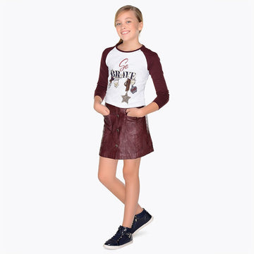 Mayoral 7910-35 Spódnica skórzana dziewczęca bordowa - - #tag1# - #tag2# - #tag3# - #tag4#