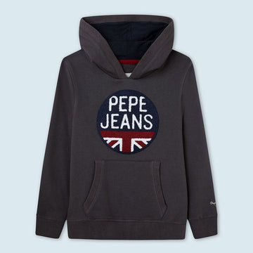 Pepe Jeans Bluza z kapturem ALEXANDER junior chłopak PB581258-984 GUNPOWDER - - #tag1# - #tag2# - #tag3# - #tag4#