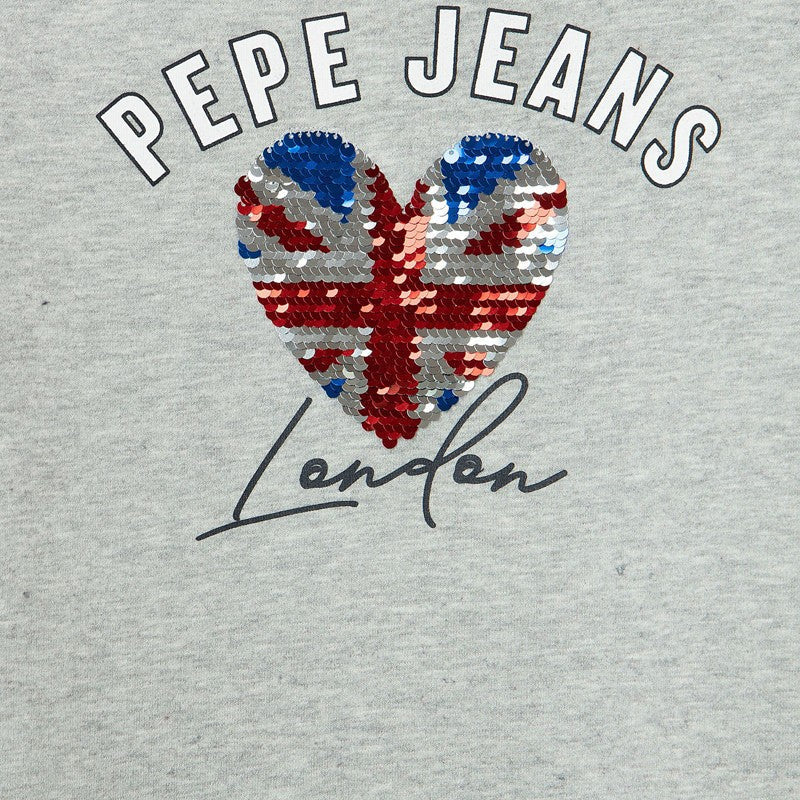 Pepe Jeans Bluza z sercem DANIELLE junior dziewczyna PG581191-933 GREY MARL - - #tag1# - #tag2# - #tag3# - #tag4#
