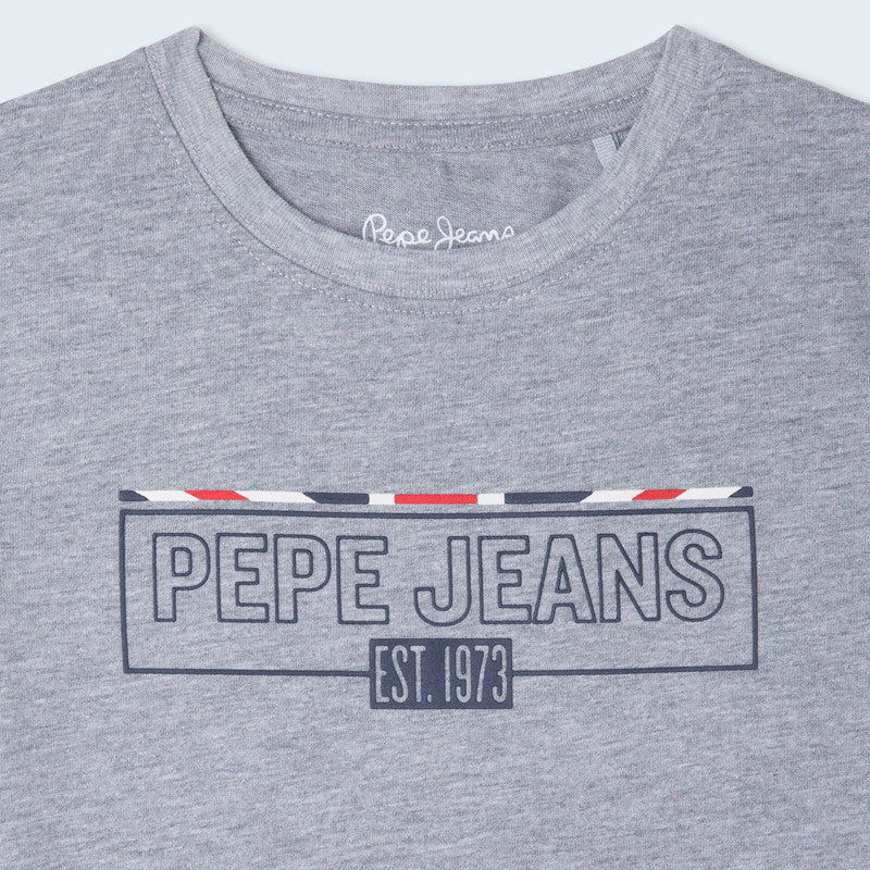 Pepe Jeans Koszulka CASTIEL junior chłopak PB503363-933 szary - - #tag1# - #tag2# - #tag3# - #tag4#