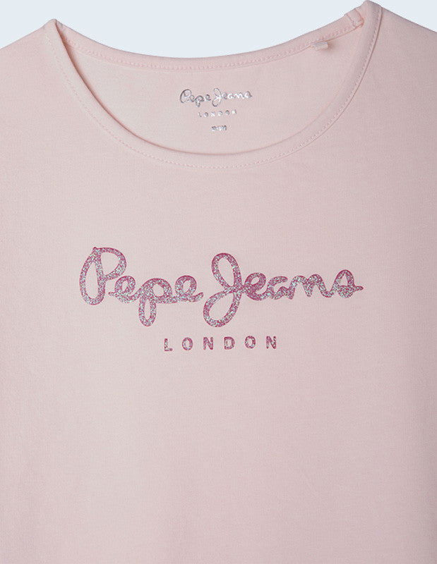 Pepe Jeans Koszulka HANA GLITTER S/S junior dziewczyna PG501567-315 różowy -  - #tag1# - #tag2# - #tag3# - #tag4#
