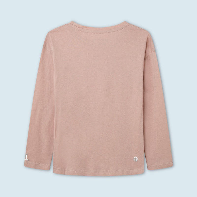 Pepe Jeans Koszulka z logo NURIA L/S junior dziewczyna PG502319-305 SOFT PINK - - #tag1# - #tag2# - #tag3# - #tag4#