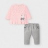Komplet spodnie i sweterek dziewczęcy Mayoral 2563-32 Róż/szary
