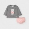 Komplet ze sweterkiem dla dziewczynki Mayoral 2217-37 szary/róż