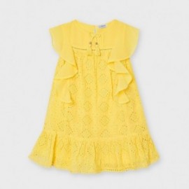 Sukienka z haftowanej gazy dziewczęca Mayoral 3944-43 Żółty